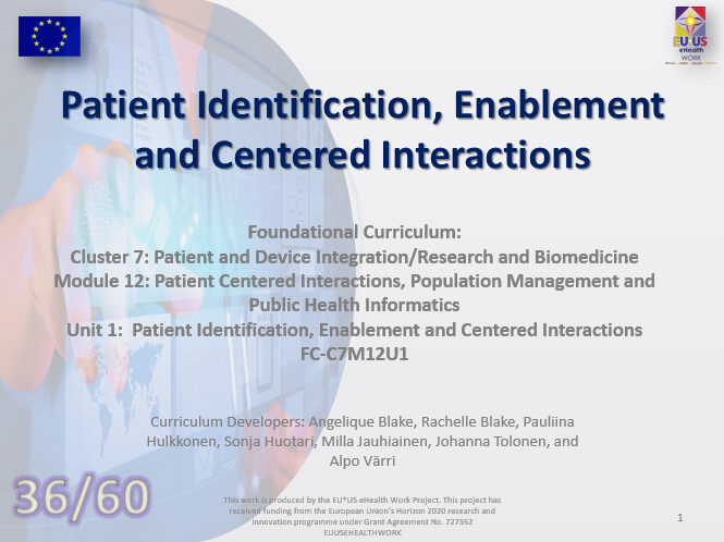 Lesson 36: Patient Identification, Enablement and Centered Interactions